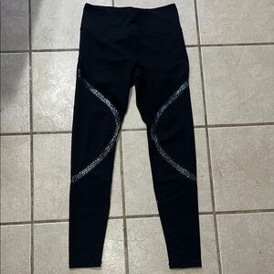 ZYIA Black Leggings with Silver Accents Size 6 8